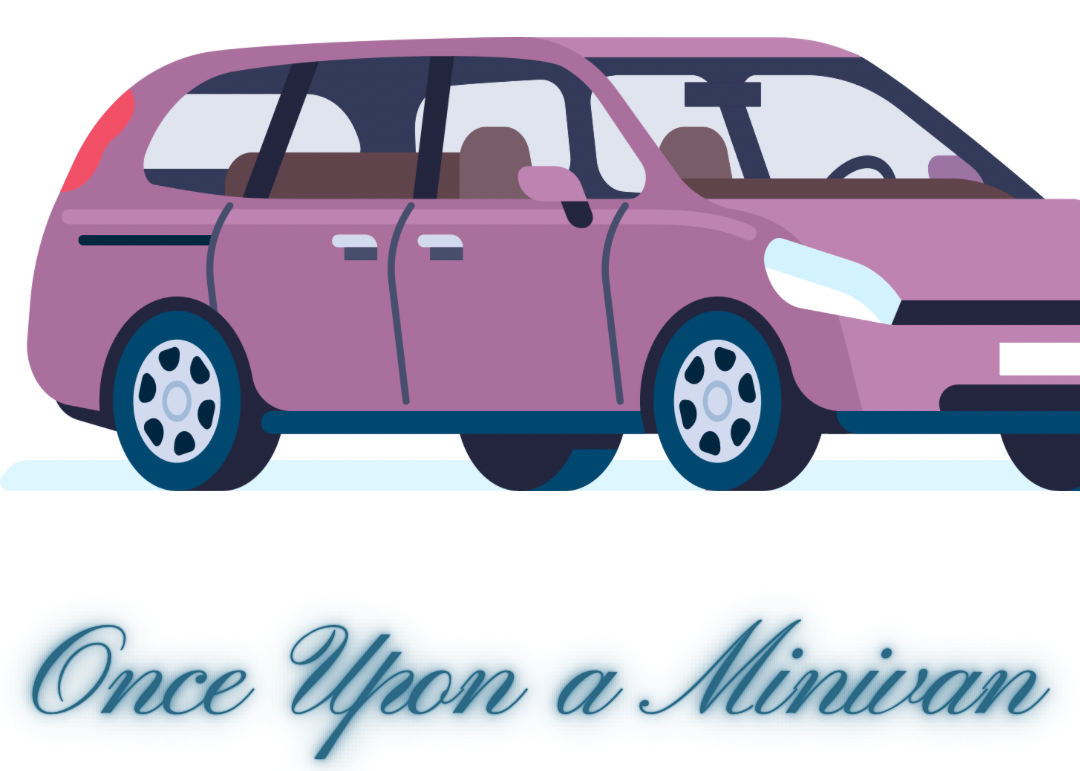 A cartoon image of a minvan in a light purple color with cursive text with the name of the blog "Once upon a minvan" written out.